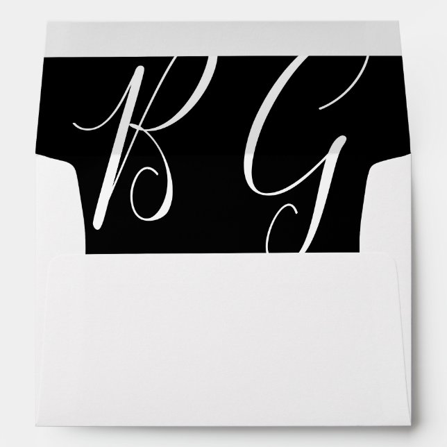Enveloppe Monogramme noir et blanc 5x7 Faire-part de mariage (Dos (Bas))