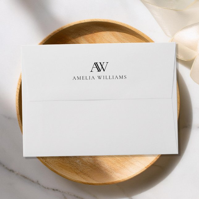 Enveloppe Monogramme noir et blanc minimaliste (Créateur téléchargé)