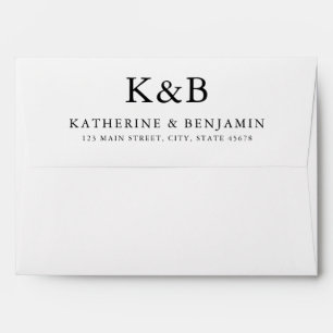 Enveloppe Monogramme Noir et Blanc Moderne Mariage Minimalis