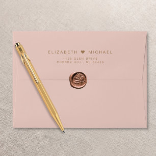 Enveloppe Monogramme or Blush rose Mariage Adresse de retour
