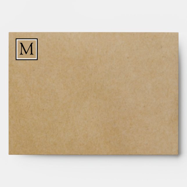 Enveloppe Monogramme papier Kraft Brown avec chèque Buffalo  (Devant)