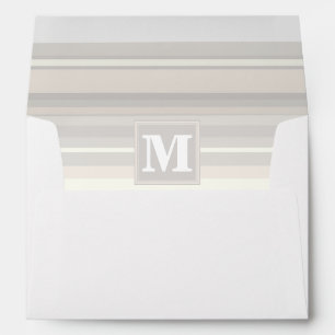 Enveloppe Monogramme rayures beiges