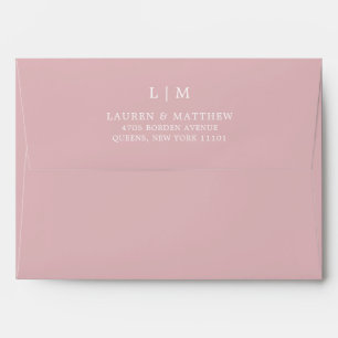 Enveloppe Monogramme rose clair simple Mariage élégant