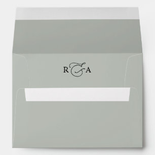 Enveloppe Monogramme Sage Green Adresse de retour 5x7 Mariag