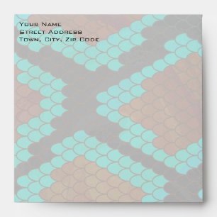 Enveloppe Monogramme serpent impression Brown et Turquoise