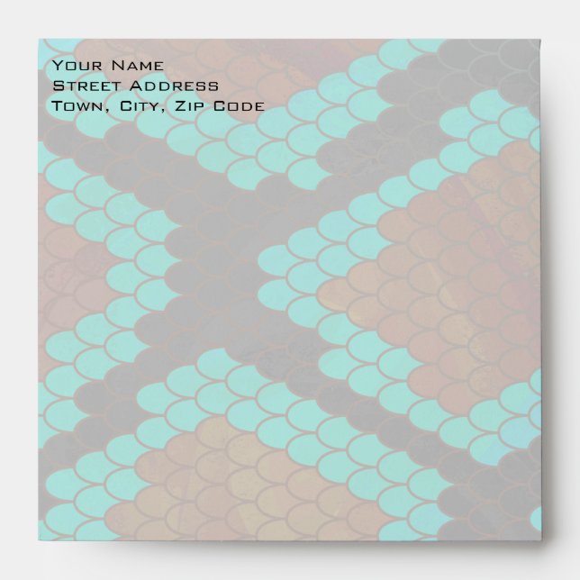 Enveloppe Monogramme serpent impression Brown et Turquoise (Devant)