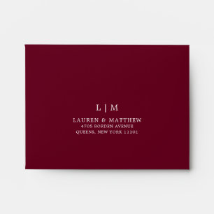 Enveloppe Monogramme simple Bourgogne Élégant Mariage RSVP