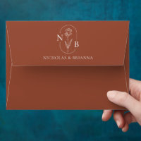 Monogramme Terracotta Brûlé Orange Élégant Mariage