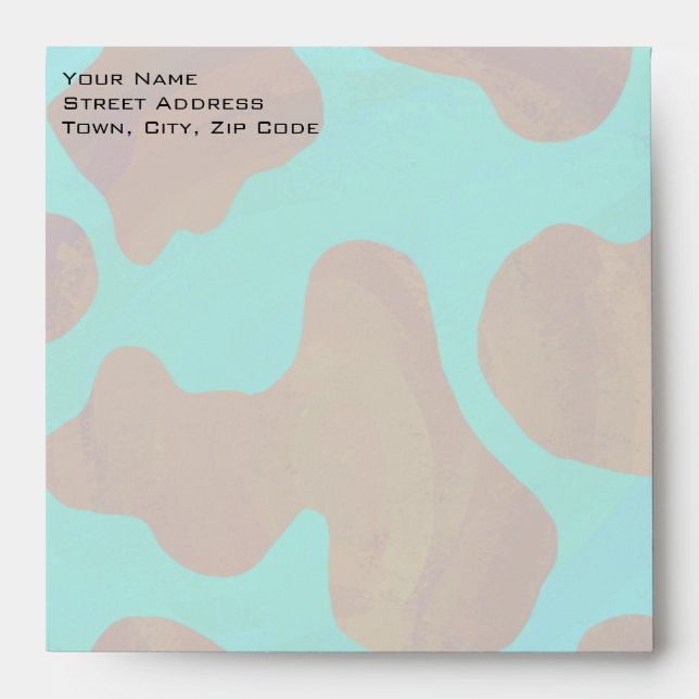 Enveloppe Monogramme Vache Impression Brown et Turquoise (Devant)
