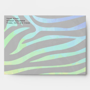 Enveloppe Monogramme Zebra noir et arc-en-ciel