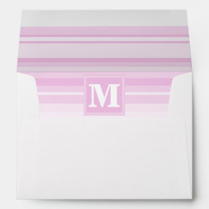 Enveloppe Monogrammes à rayures roses pour bébé