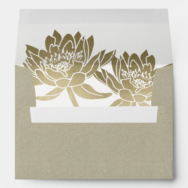 ENVELOPPE MONOGRAPHIE FLORALE DE LOTUS BLANC EN PÂLE GLAMORE (Dos (Bas))