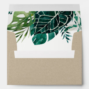 Enveloppe Monstère Tropicale Green Kraft Foliage Mariage Env