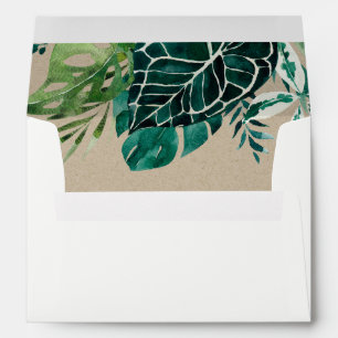 Enveloppe Monstère Tropicale Green Kraft Foliage Mariage Env