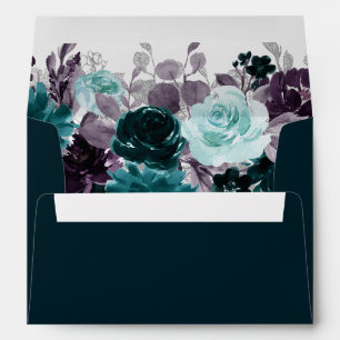Enveloppe Moody Boho Adresse florale Turquoise et violette