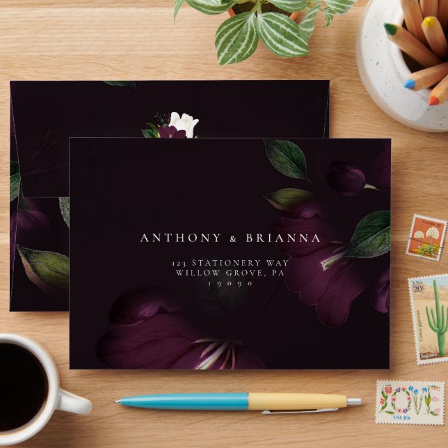 Enveloppe Moody Dark Purple Grunge Auto-Adressé RSVP (Desk)