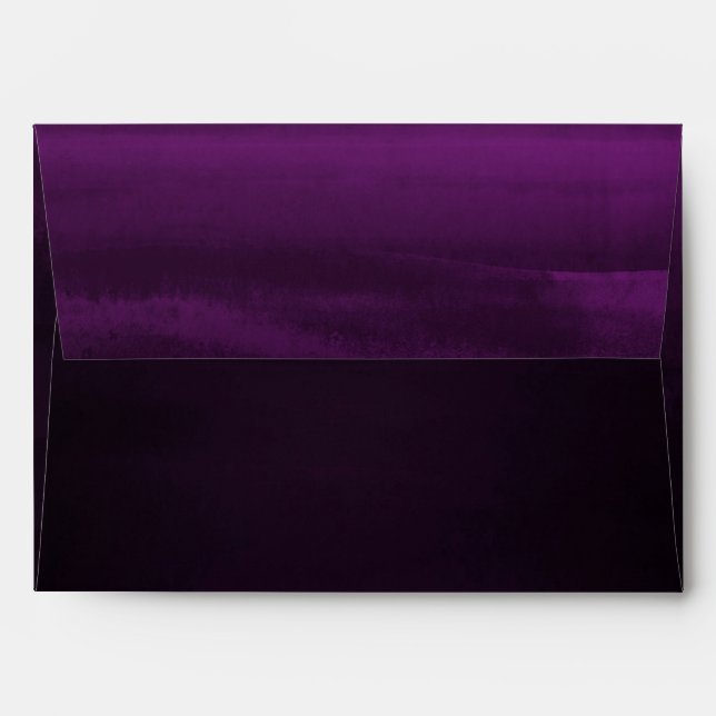 Enveloppe Moody Dark Purple Plum Moderne Aquarelle Chic (Dos (Haut rabat))