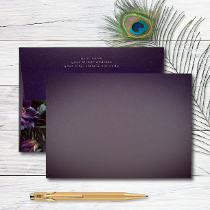 Enveloppe Moody foncé violet & lavande Floral Mariage modern