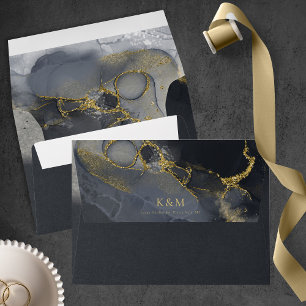 Enveloppe Moody Ink Charcoal Gold Abstrait ID988