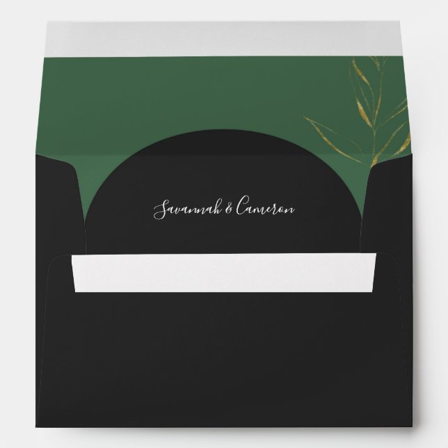 ENVELOPPE MOODY NOIR ET VERT MARIAGE ENVELOPE AVEC ADRESSE (Dos (Bas))