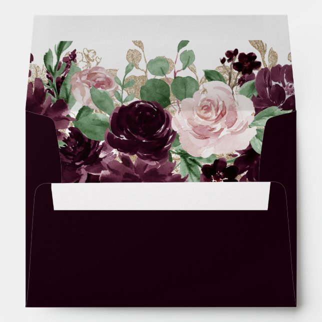 Enveloppe Moody Passion | Adresse du Rose de vin violet dram (Dos (Bas))