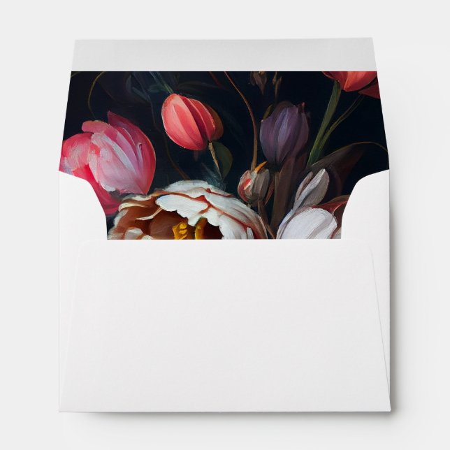 Enveloppe Moody Peony Floral Mariage Round (Dos (Bas))