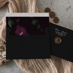 Enveloppe Moody Purple Blooms   Mariage Motif noir