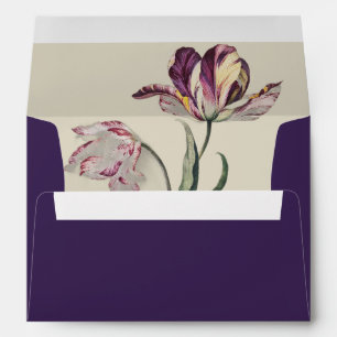 Enveloppe Moody Watercolor Purple Tulips Faire-part de maria