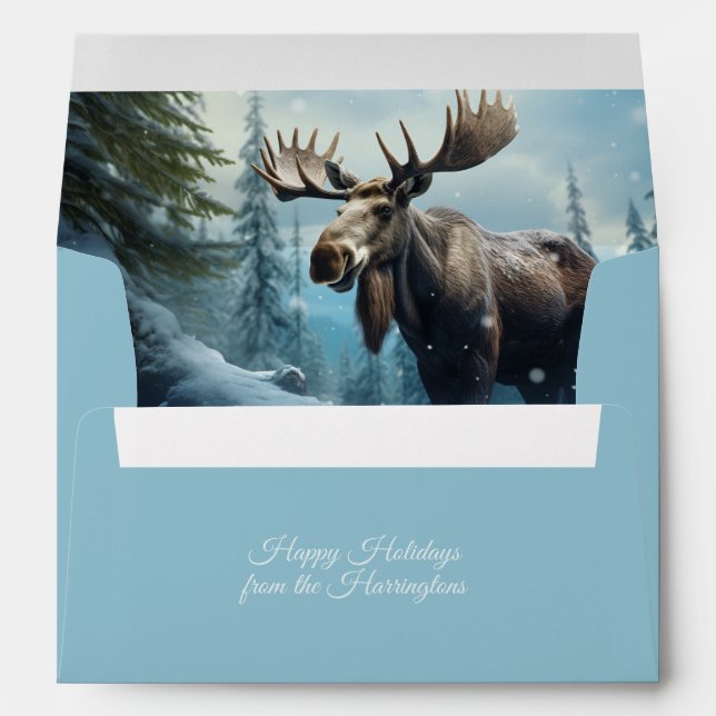Enveloppe Moose d'hiver de texte personnalisé (Dos (Bas))
