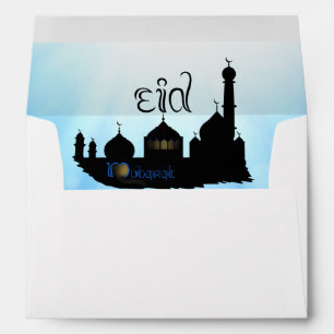Enveloppe Mosquée d'Eid Mubarak avec la typographie