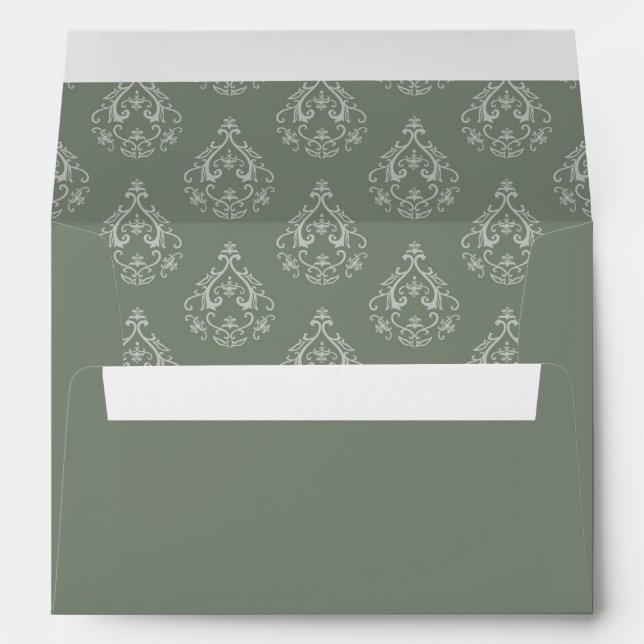 Enveloppe Moss Green Damask Pattern (Dos (Bas))