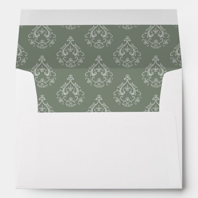Enveloppe Moss Green Damask Pattern (Dos (Bas))