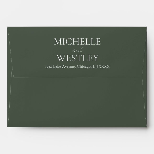 Enveloppe Moss Moss Moss Moss Green Mariage Adresse de retou (Dos (Haut rabat))