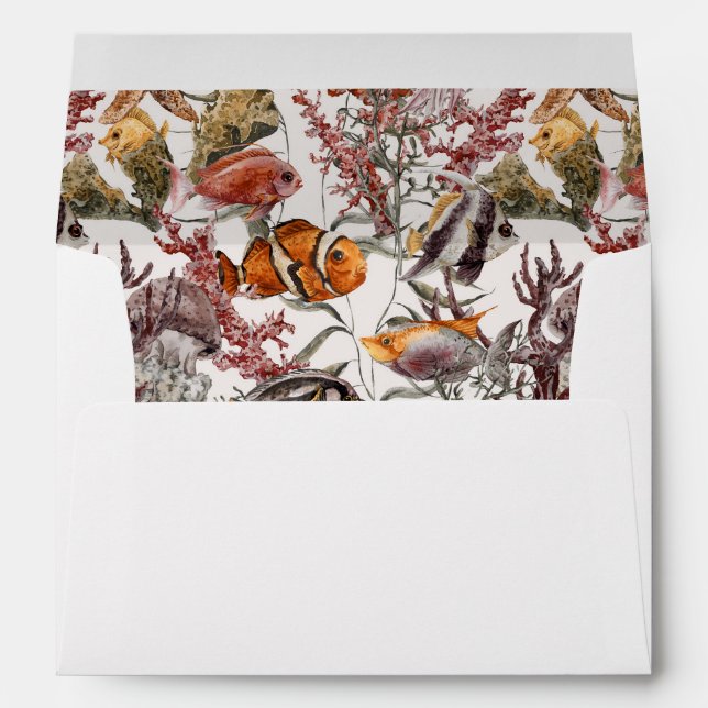 Enveloppe Motif 2 de vie marine d'aquarelle (Dos (Bas))