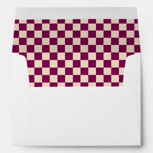 Enveloppe Motif à carreaux bordeaux et beige