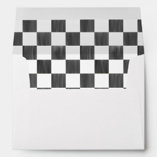 Enveloppe Motif à carreaux peint en noir et blanc
