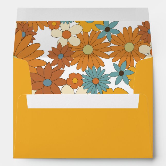 Enveloppe Motif à fleurs rétro coloré (Dos (Bas))