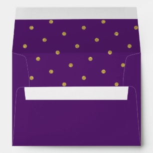 Enveloppe Motif à points polka or chic violet