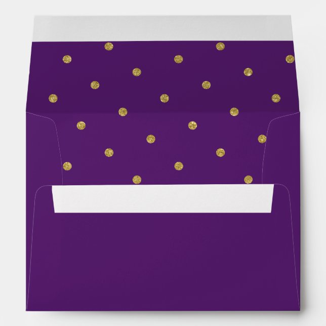Enveloppe Motif à points polka or chic violet (Dos (Bas))