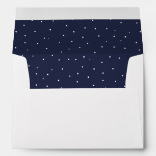 Enveloppe Motif à pois bleu marine blanc doublé