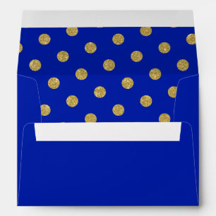 Enveloppe Motif à pois or chic bleu royal