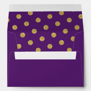 Enveloppe Motif à pois or chic violet