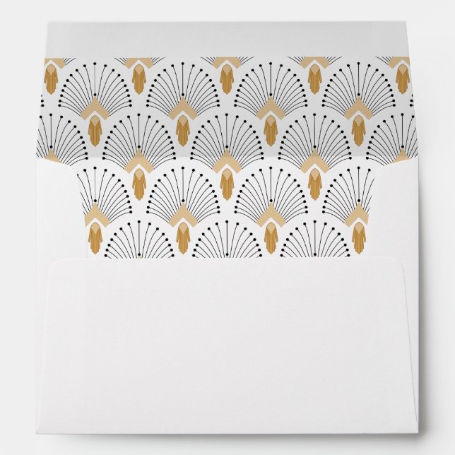 Enveloppe Motif à ventilateur blanc, or et noir Art déco (Dos (Bas))