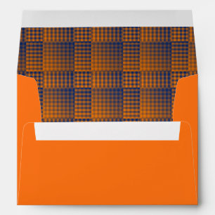 Enveloppe Motif abstrait à carreaux orange et violet