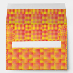 Enveloppe Motif Abstrait à Damier Rouge Jaune