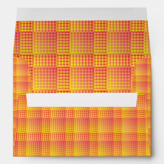 Enveloppe Motif Abstrait à Damier Rouge Jaune