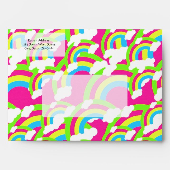 Enveloppe Motif arc-en-ciel rose chaud (Devant)