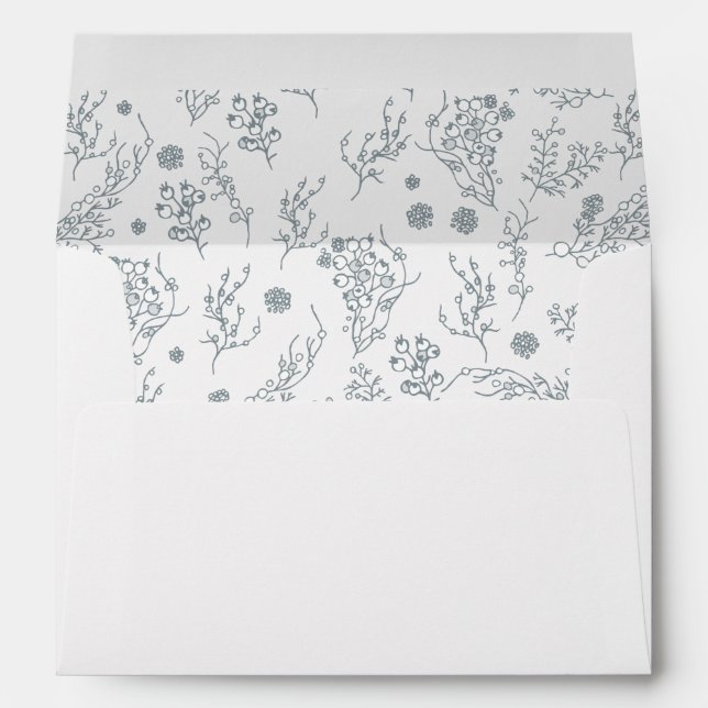 Enveloppe Motif blanc de baies d'hiver (Dos (Bas))