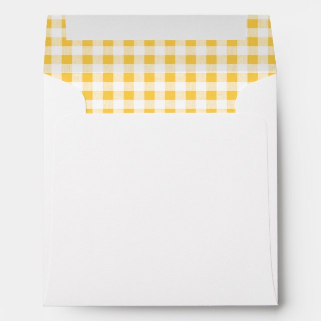 Enveloppe Motif blanc jaune En vichy (Dos (Bas))