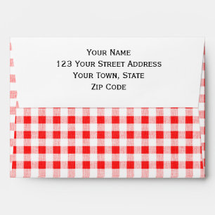 Enveloppe Motif blanc rouge de guingan